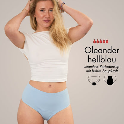 Oleander hellblau - seamless Periodenslip mit hoher Saugkraft