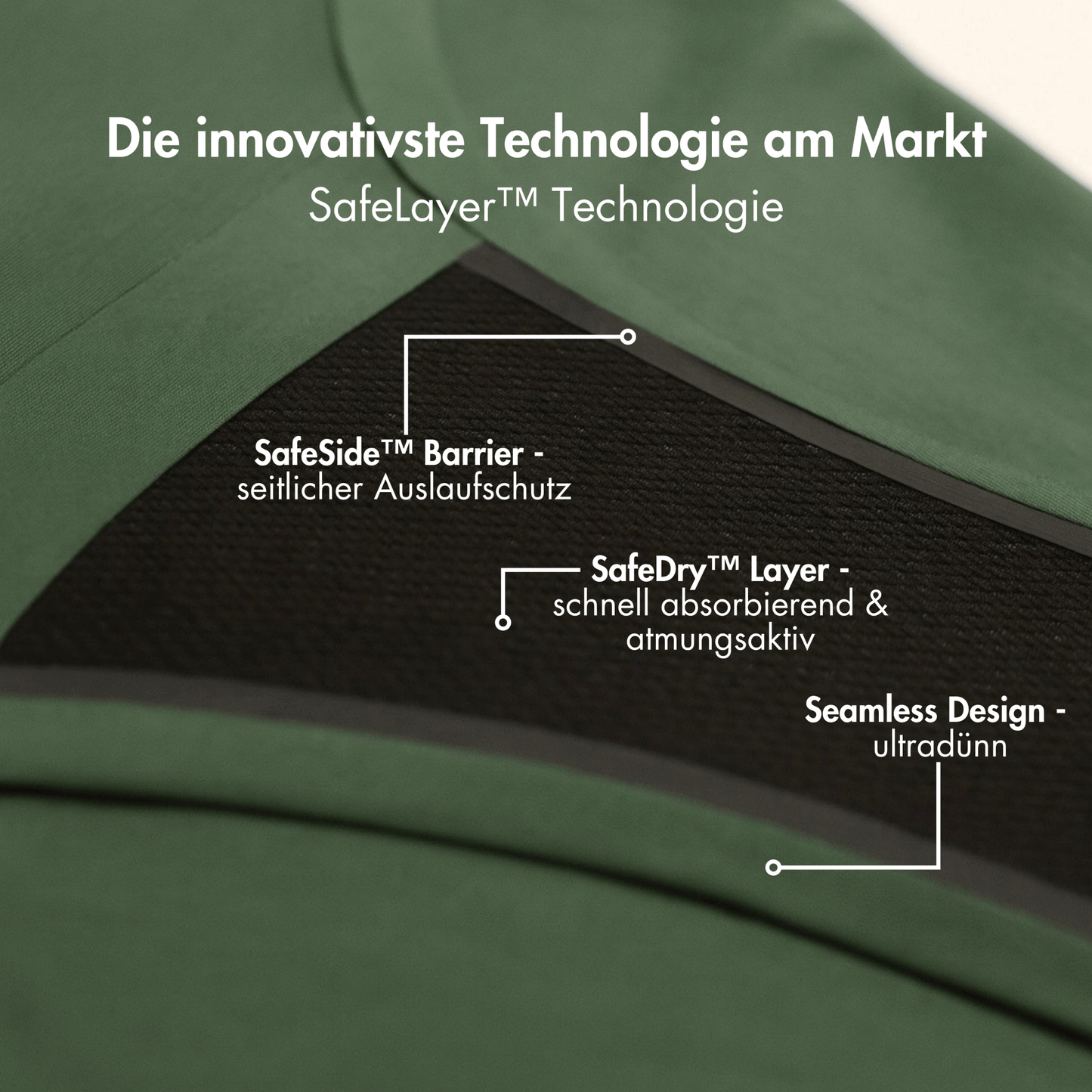 Oleander salbeigrün - seamless Periodenslip mit hoher Saugkraft